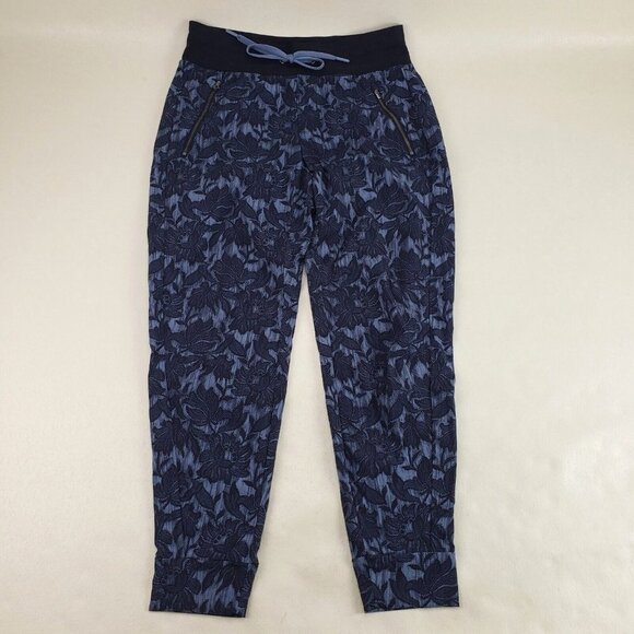 Athleta Trekkie North Printed Jogger Womens 4 Blue Floral Drawstring Casual Pant - Picture 3 of 12